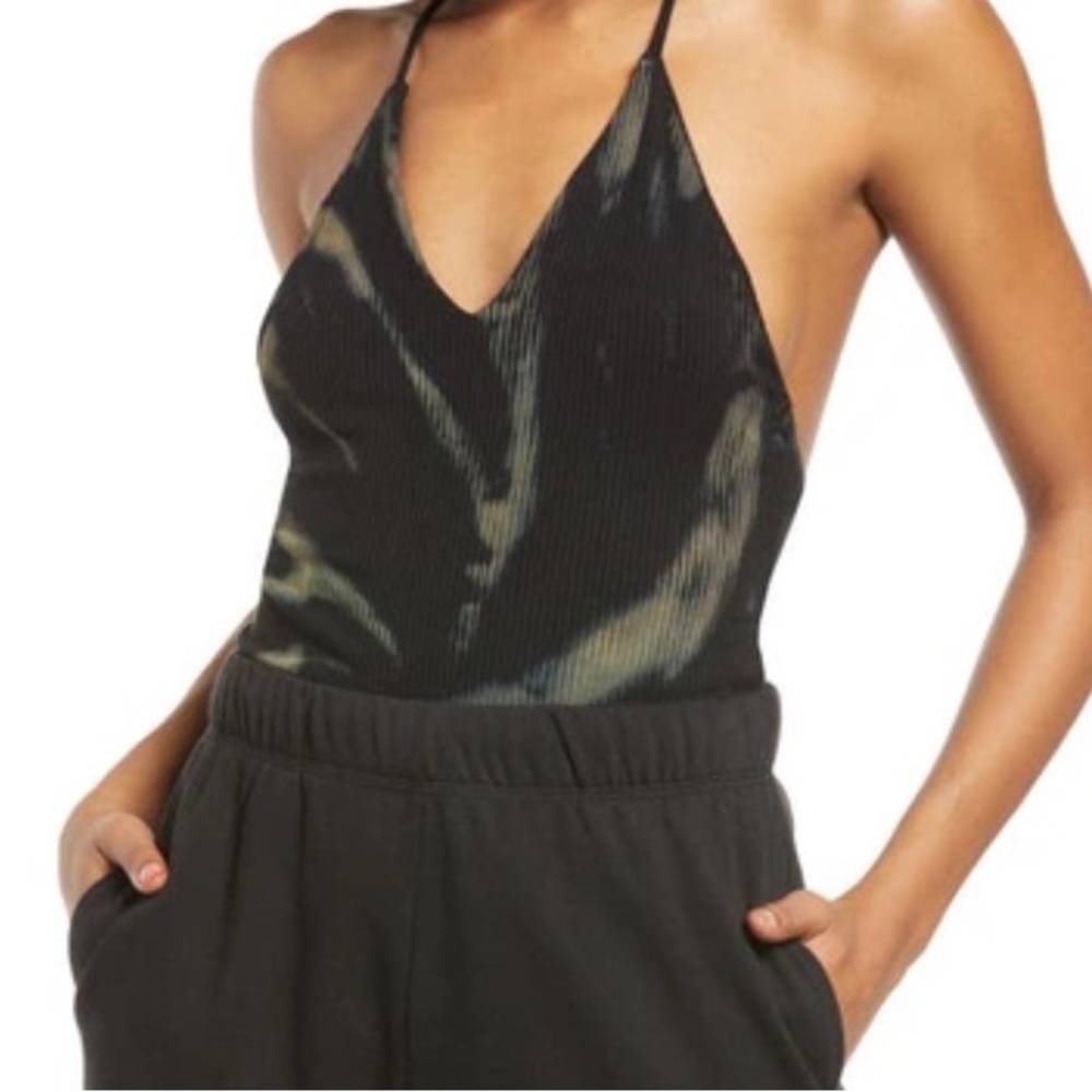 AFRM Hara T-Back Rob Bodysuit in Noir Spring Spiral Tie Dye Size XS